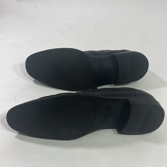 Mens 10.5 Black Pressed Leather Dress Loafers - Picture 5 of 5